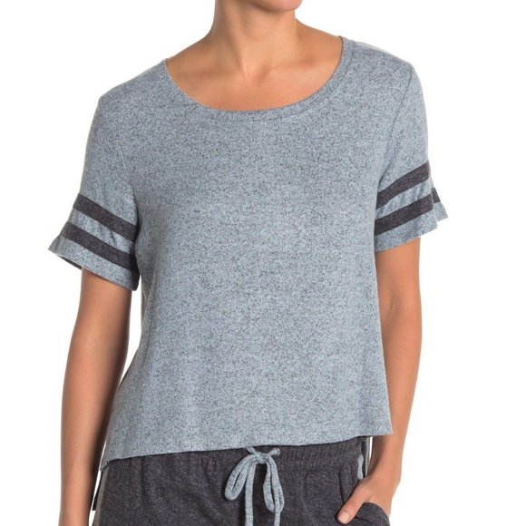 Splendid Striped Sleeve Plush Knit Pajama Top - Picture 1 of 4